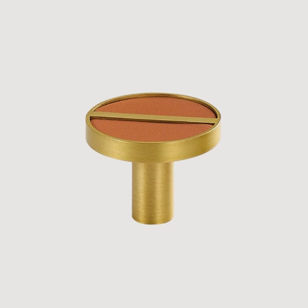 Knob 1076 | Brass + Leather | Tan