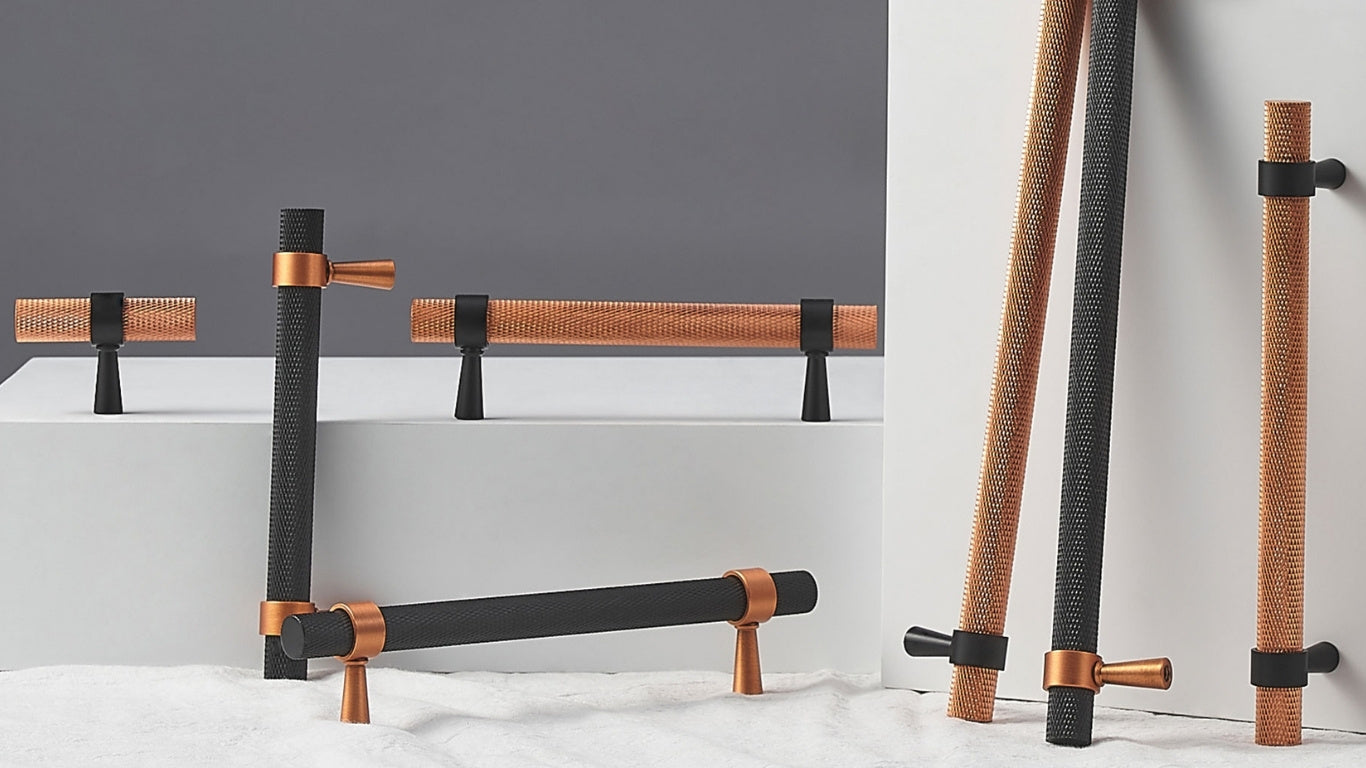 Maniglia 3096K | Zigrinata | Rame + Nero