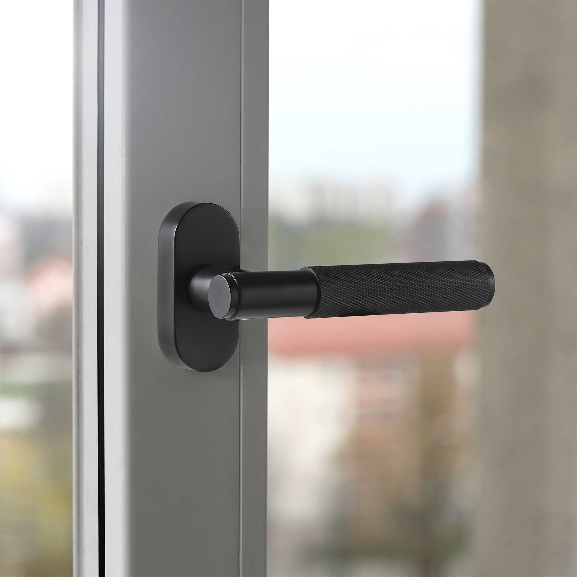 Window handle C01-191C | Knurled | Black