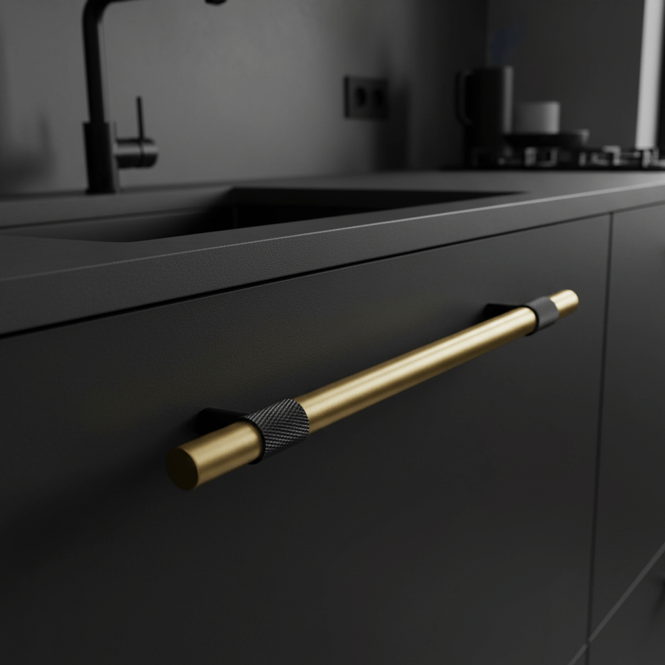 Handle 3104 | Knurled | Brass + Black